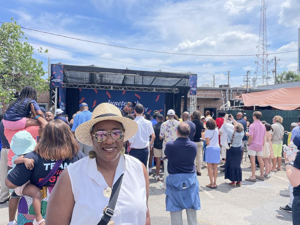 Val Acree attends a Juneteenth block party with Vice President Harris and says she's excited to vote for Harris and President Biden again in 2024.
