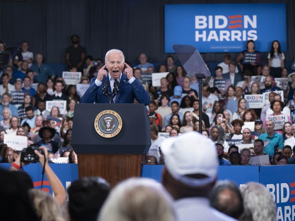 U.S. President Joe Biden speaks at a post-debate campaign rally on June 28, 2024 in Raleigh, North Carolina. Last night President Biden and Republican presidential candidate, former U.S. President Donald Trump faced off in the first presidential debate of the 2024 campaign. 