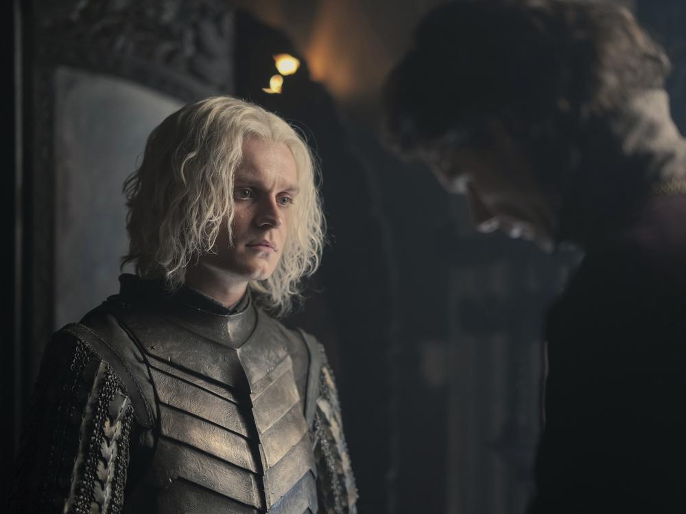 Aegon (Tom Glynn-Carney) and Larys Strong (Matthew Needham).                              