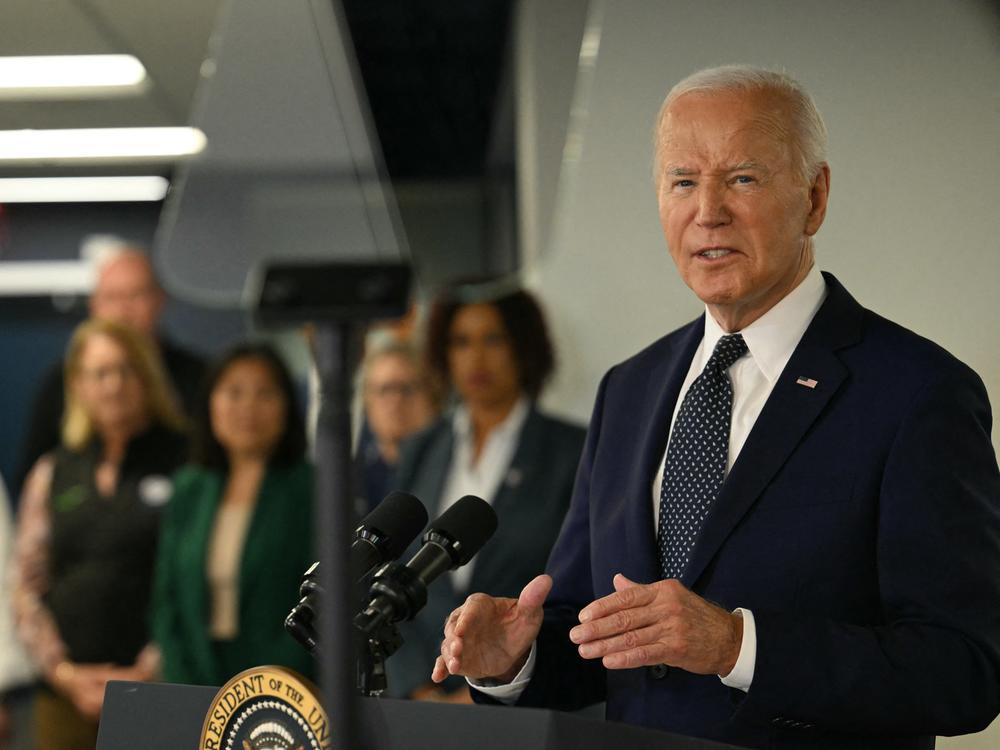President Biden speaks about extreme weather at the DC Emergency Operations Center in Washington, DC, on July 2.