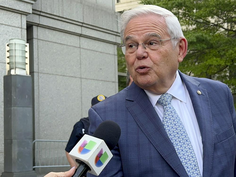 U.S. Sen. Bob Menendez, D-N.J., leaves federal court following the day's proceedings in his bribery trial on Wednesday in New York.