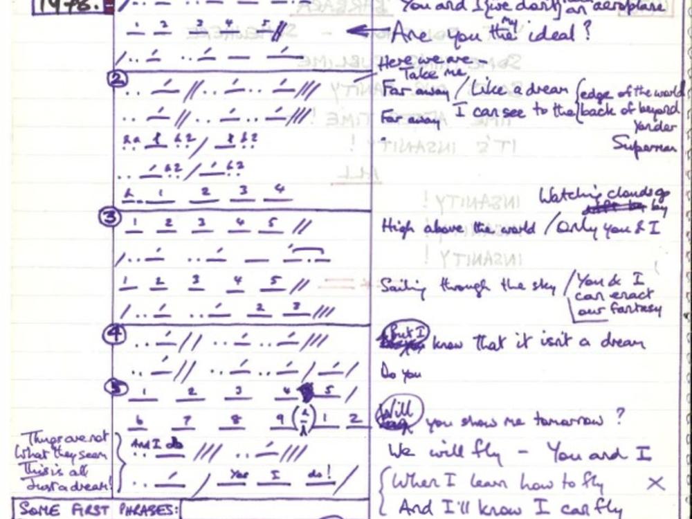  A page from Leslie Bricusse's notebooks.