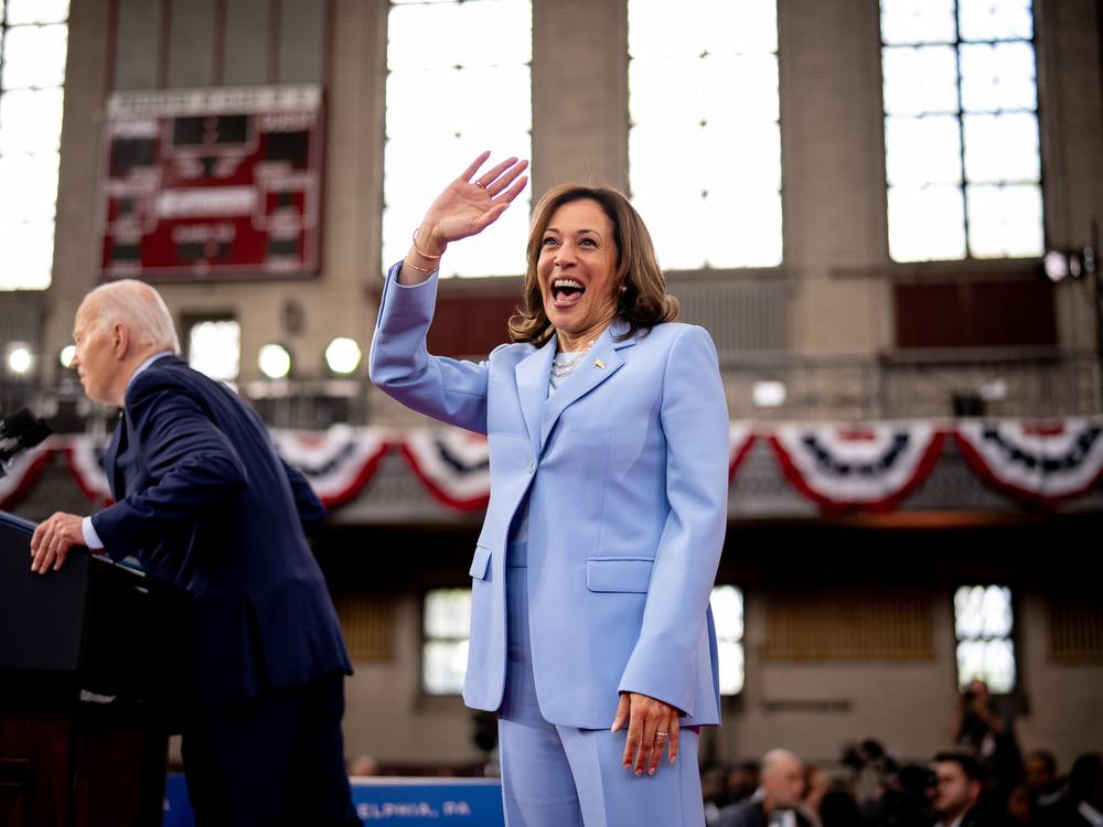 Vice President Harris and President Biden at a rally at Girard College in Philadelphia on May 29, where they launched a nationwide campaign to court black voters. (Photo by Andrew Harnik/Getty Images)