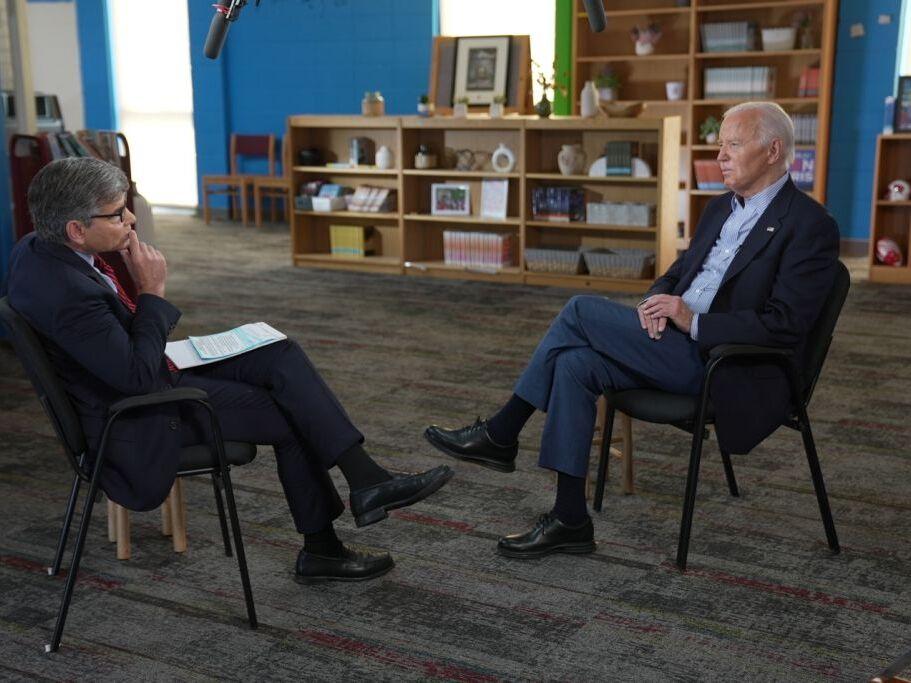 President Biden speaks with ABC's George Stephanopoulos on Friday.