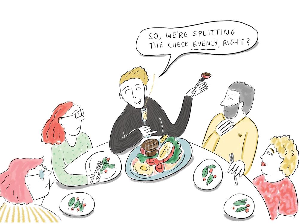 If you order more food than everyone else, how do you split the check? Chef and writer Kiki Aranita offers advice. 