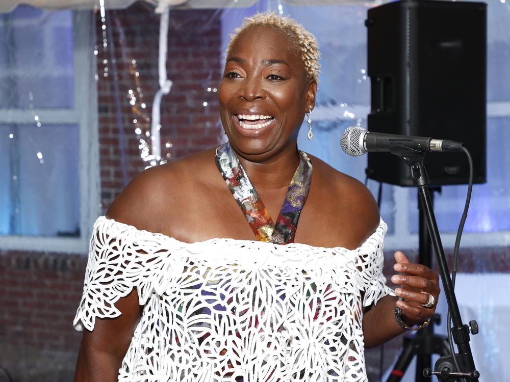 Andrea Lawful-Sanders, pictured in August 2021, resigned from her hosting position at WURD Radio after interviewing Biden with questions provided by his campaign.  