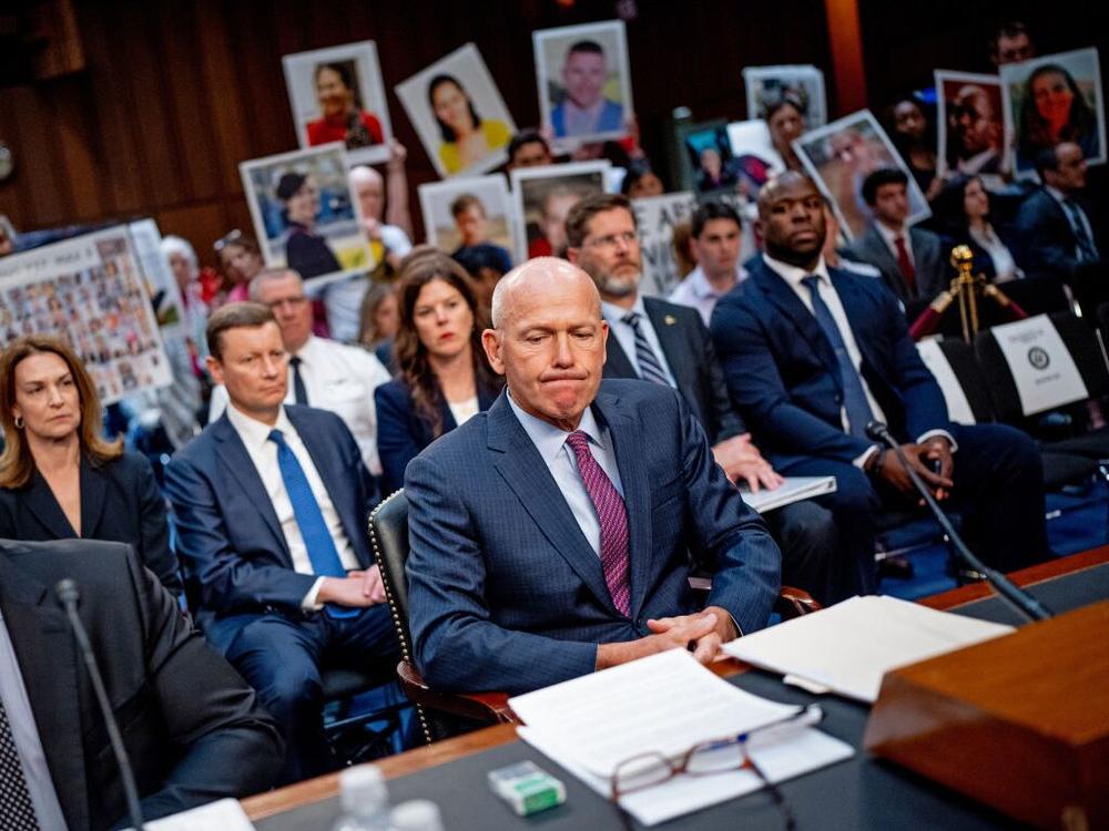 Boeing CEO Dave Calhoun testified before a Senate subcommittee last month, while family members of those killed in crashes of two Boeing 737 Max 8 jets in 2018 and 2019 held photographs of their loved ones.<br>
