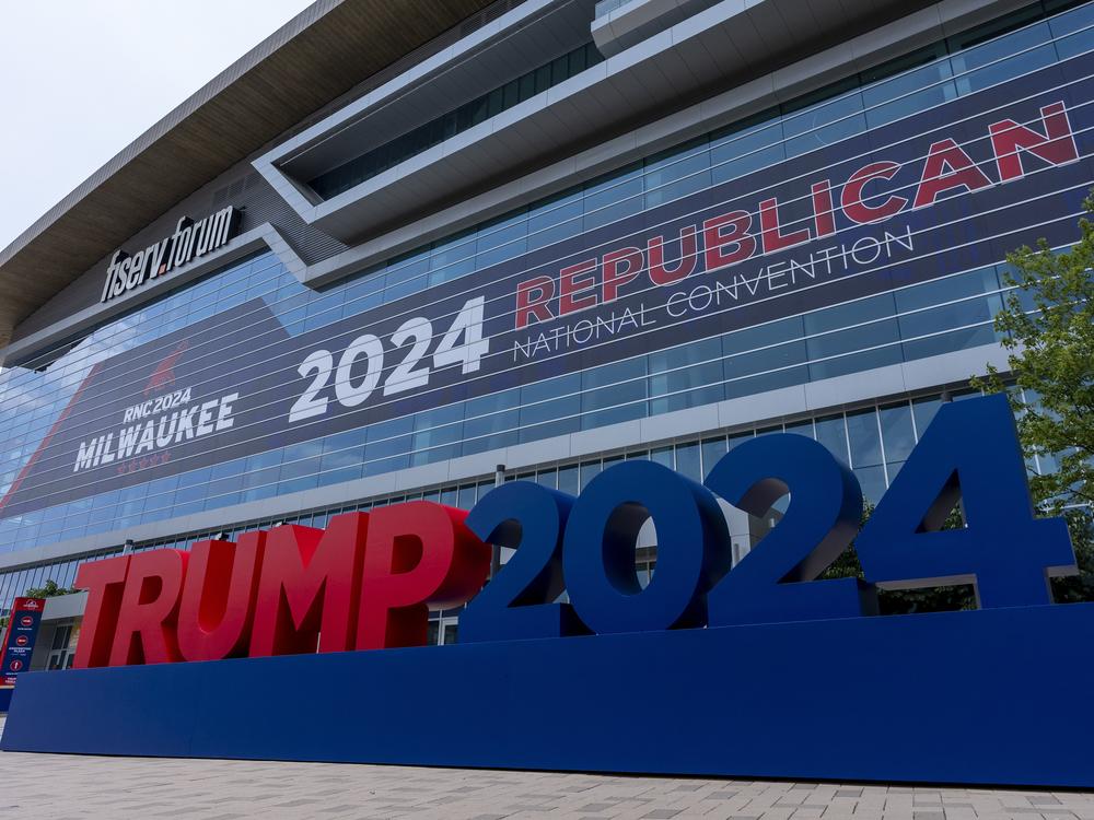 Preparations are made outside the Fiserv Forum ahead of the 2024 Republican National Convention, Saturday, July 13, 2024, in Milwaukee. 