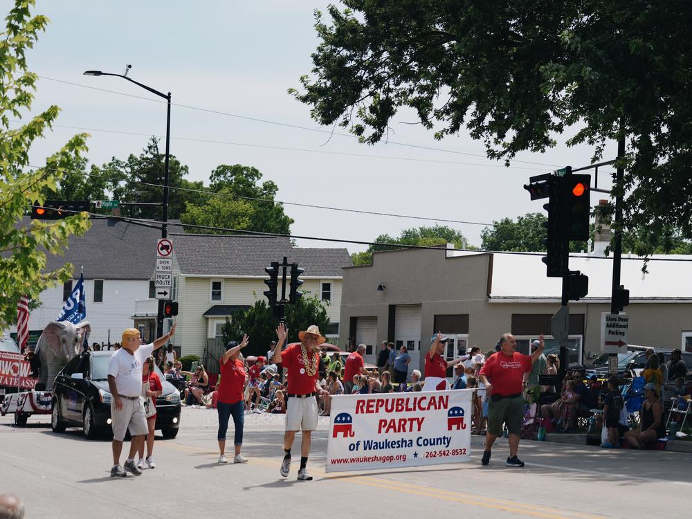 The Republican Party of Waukesha County walks down during the annual Lions Daze parade on Sunday morning in Sussex in Waukesha County.