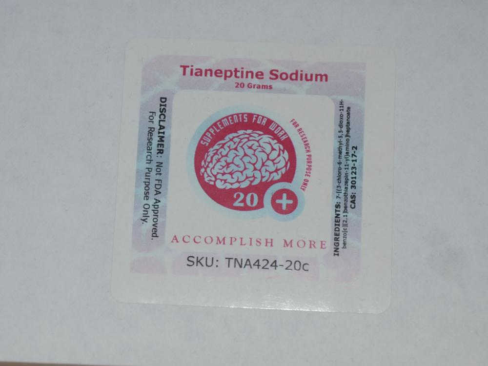 A packet of tianeptine is seen in federal court documents, in a case that resulted in an online retailer being hit with a two-year prison term and an order to repay more than $1.8 million in proceeds from illegal drug sales. As the packet notes, the drug is not approved by the FDA.