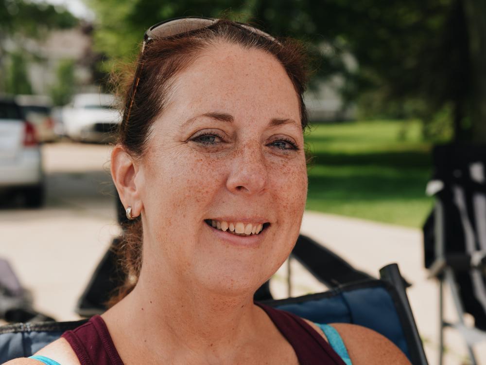 Kim Rebarchik watches the annual Lions Daze parade on Sunday morning in Sussex in Waukesha County.