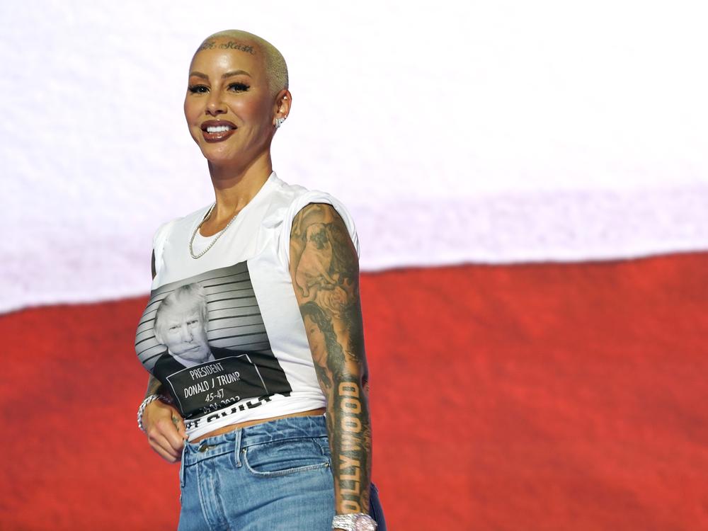 MILWAUKEE, WISCONSIN - JULY 14: Rapper and influencer Amber Rose is seen onstage at the Fiserv Forum during preparations for the Republican National Convention (RNC) on July 14, 2024, in Milwaukee, Wisconsin.