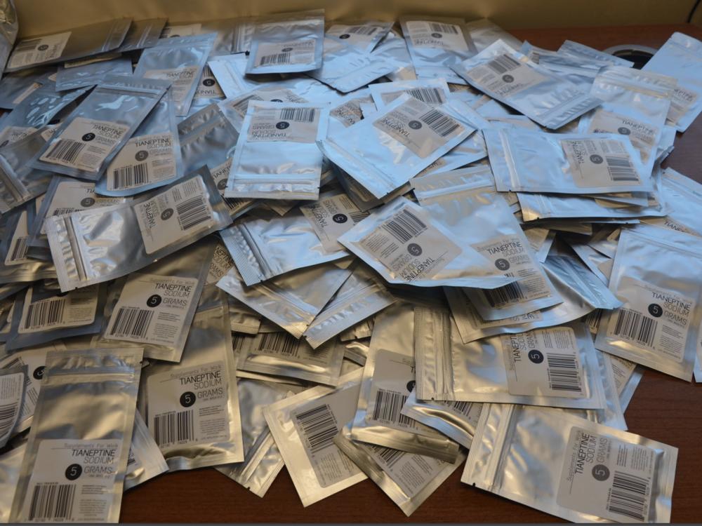  Packets labeled as containing 5 grams of tianeptine are seen in an image submitted by federal prosecutors earlier this year. 