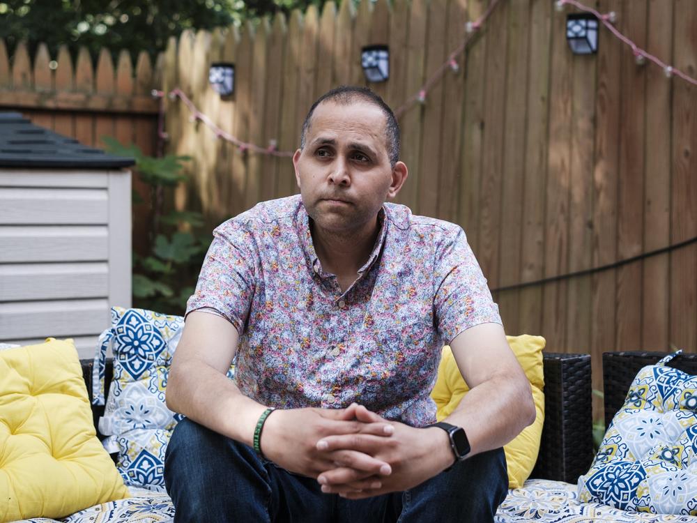 Hani Almadhoun, a Palestinian-American, poses for a portrait at his home in Virginia on June 26.