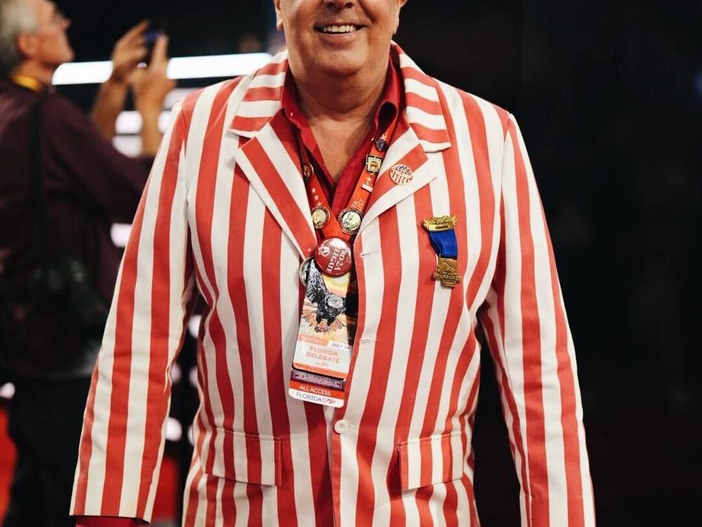 Scott Thomas, delegate from Florida, poses for a portrait on the final day of the Republican National Convention. Grace Widyatmadja/NPR
