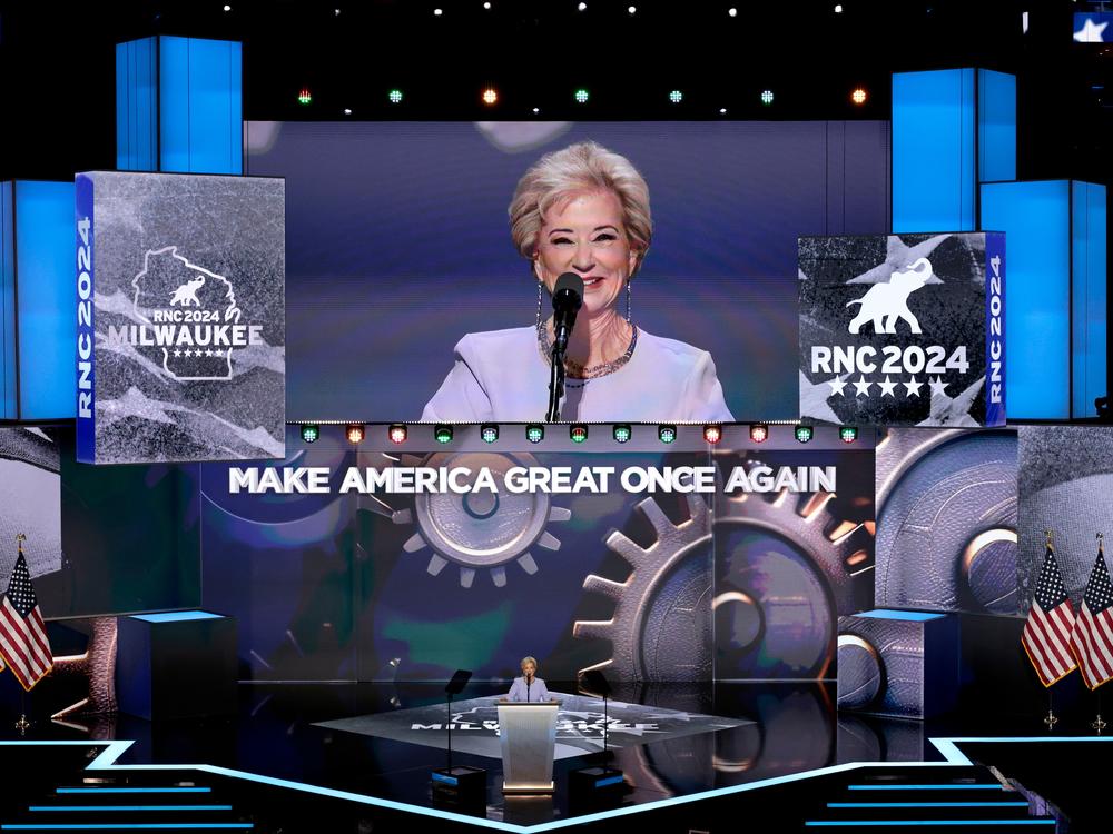 Linda McMahon, former administrator of the Small Business Administration, during the Republican National Convention.