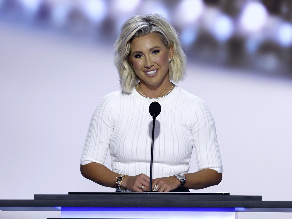 Reality TV star Savannah Chrisley speaks on stage on the second day of the Republican National Convention on Tuesday in Milwaukee, Wis.