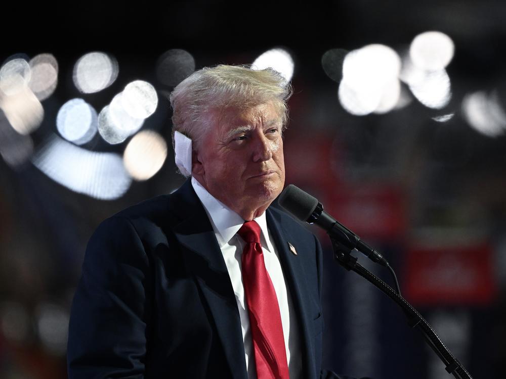 Republican presidential nominee, former U.S. President Donald Trump speaks after officially accepting the Republican presidential nomination on stage on the fourth day of the Republican National Convention at the Fiserv Forum on July 18, 2024 in Milwaukee, Wisconsin. 