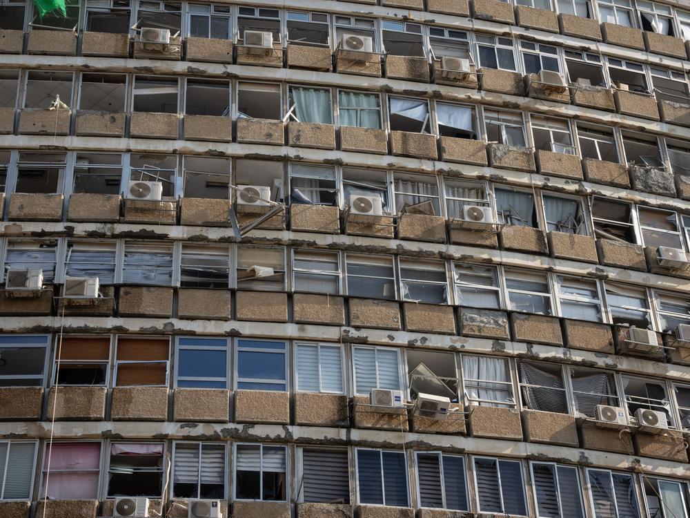 A building damaged by an explosion in Tel Aviv, Israel on Friday.