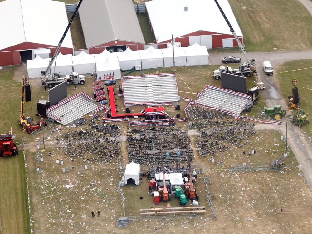 Law enforcement investigates the assassination attempt of former President Donald Trump at the site of the campaign rally in Butler, Pa., where a gunman opened fire.