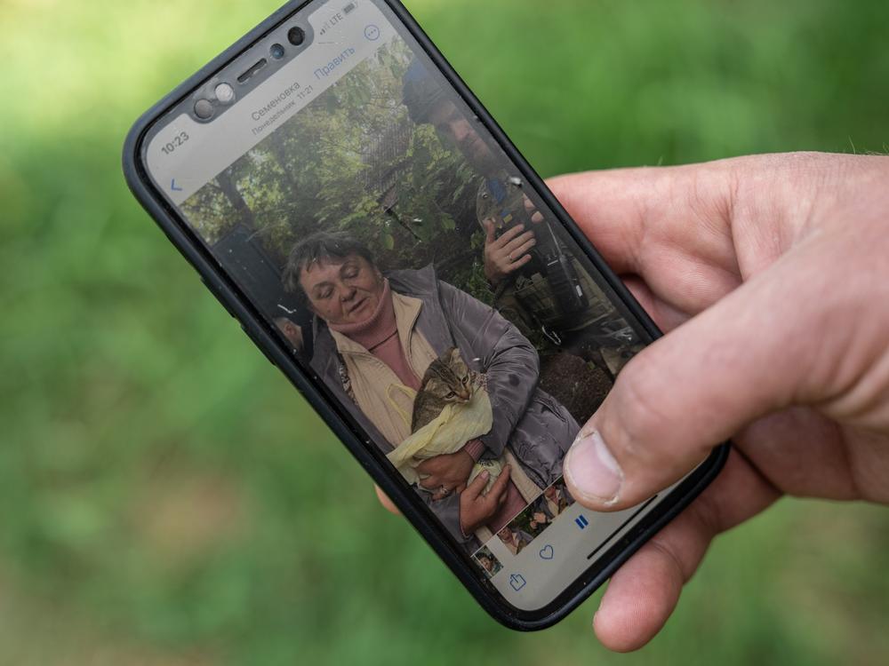 Oleksii Kharkivskyi, the chief of the patrol police of Vovchansk, shows videos he filmed during evacuations of civilians from Vovchansk in Kharkiv Oblast, Ukraine.