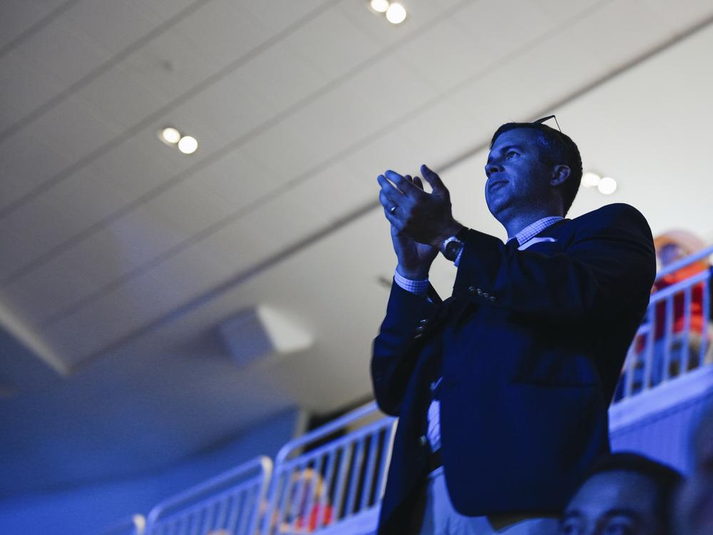 People cheer for the Republican vice presidential nominee J.D. Vance, during the third night of the RNC, in Milwaukee, Wisc., on July 17.
