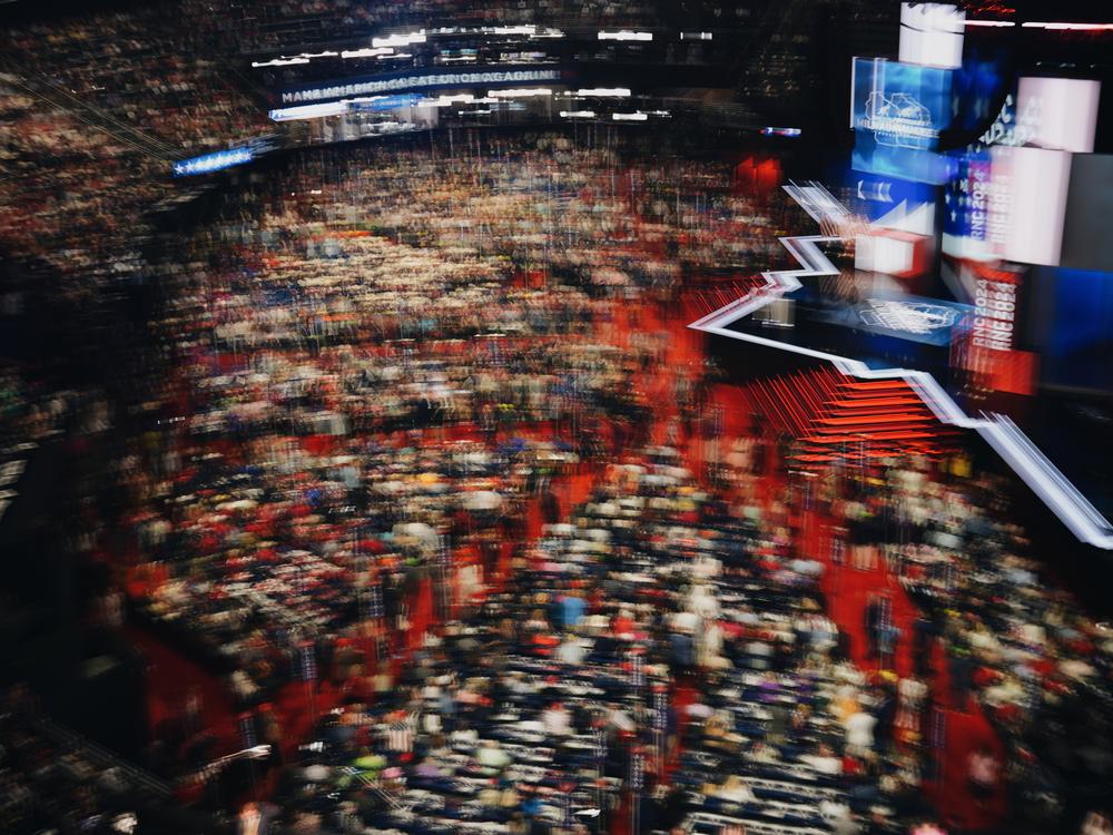 A photo of the floor of the Republican National Convention. 
