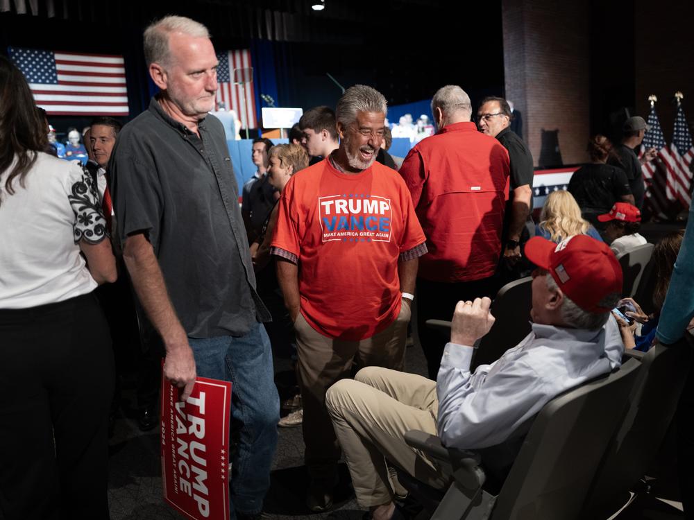 MIDDLETOWN, OHIO - JULY 22: Guests begin arriving at Middletown High School for a campaign rally with Republican vice presidential nominee Sen. JD Vance (R-OH) on July 22, 2024 in Middletown, Ohio. Vance, who graduated from the high school in 2003, will be holding his first solo rally as a vice presidential candidate in the school's performing arts center.  (Photo by Scott Olson/Getty Images)