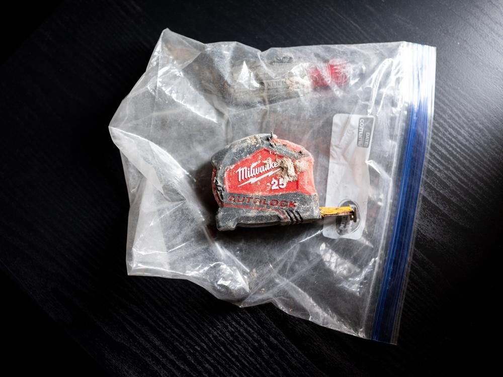 Jimmy Lee Alvarado's tape measure that was recovered after he was killed in a trench collapse. 