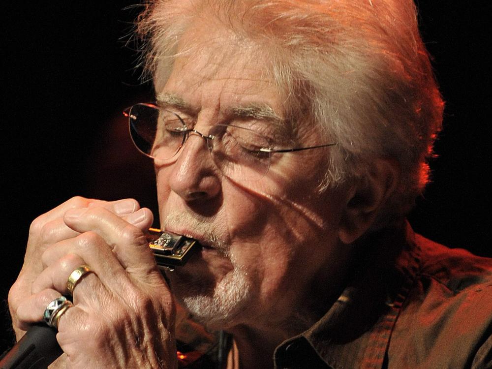 English blues singer John Mayall performs with his band The Bluesbreakers, on the stage of the Miles Davis Hall during the 42nd Montreux Jazz Festival in Montreux, Switzerland, on July 7, 2008.