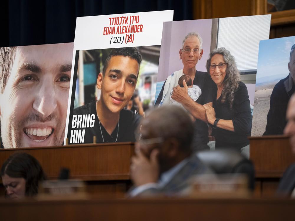 Pictures of American hostages were on display on Tuesday during a bipartisan House Foreign Affairs Committee roundtable with family members of Americans held hostage in Gaza.