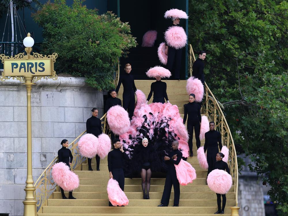 Lady Gaga performs at Square Barye during the athletes’ parade on the River Seine during the opening ceremony of the Olympic Games Paris 2024 on July 26, 2024 in Paris, France.