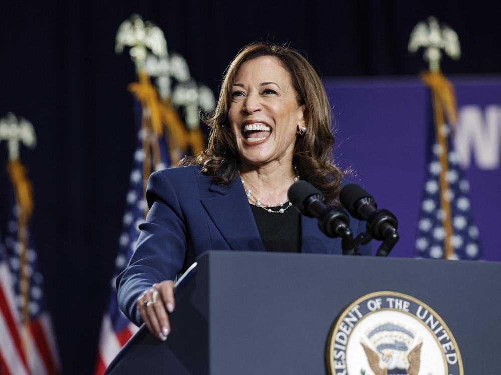 Vice President Harris speaks at the first rally of her 2024 presidential race in Milwaukee on July 23.