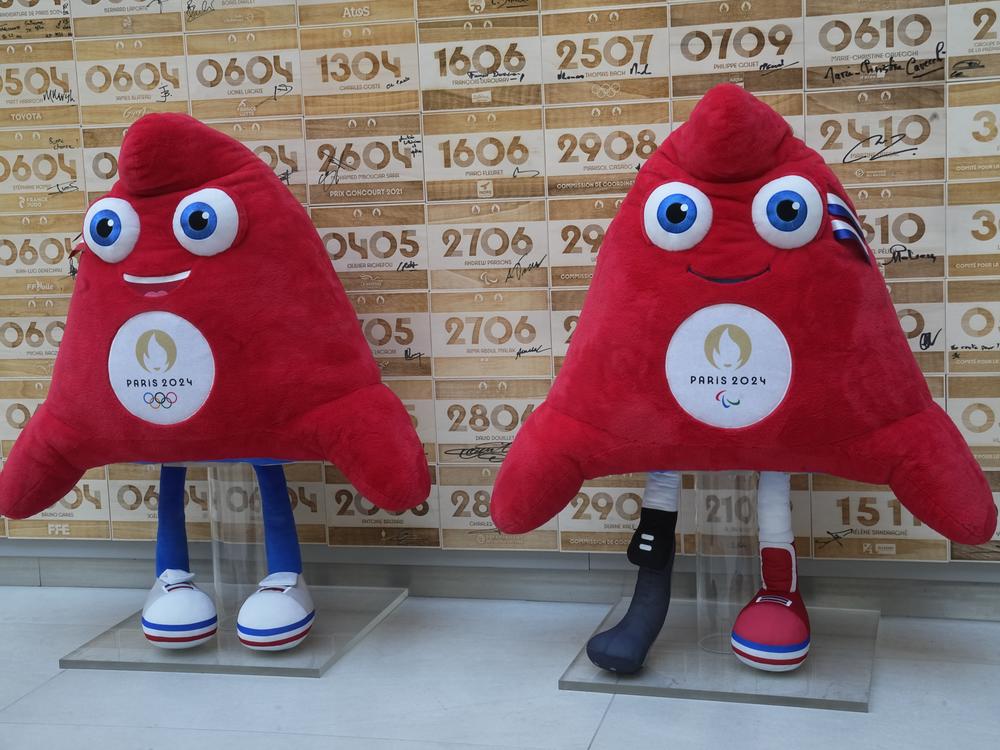 Mascots of the 2024 Paris Olympic Games, left, and Paralympics Games, right, both Phrygian caps.