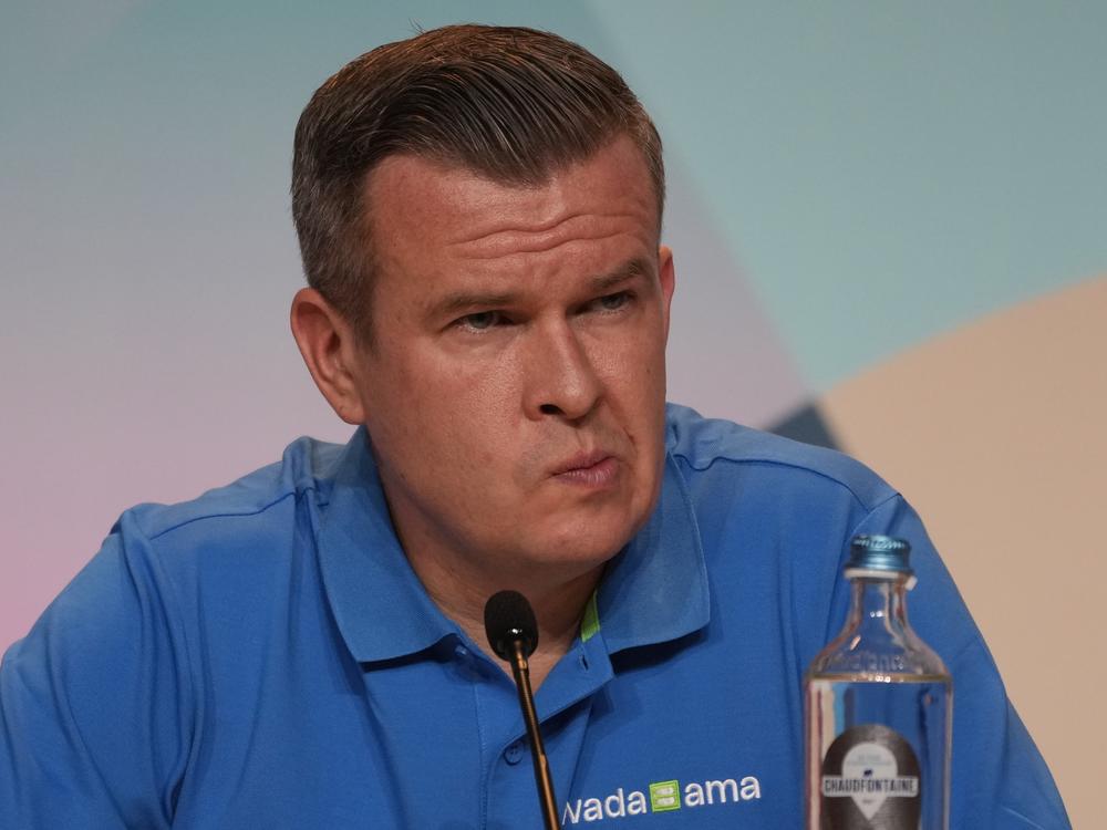 Witold Banka, president of the World Anti-Doping Agency, attends a press conference at the 2024 Summer Olympics on Thursday in Paris, France.