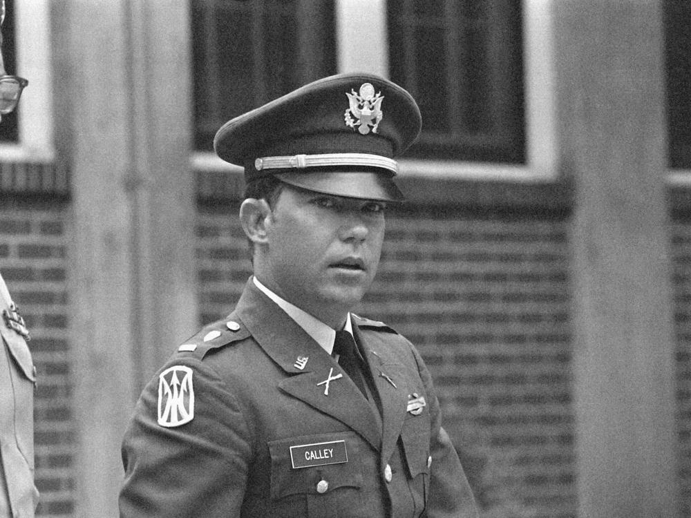 Lt. William L. Calley, Jr., pictured during his court martial at Fort Benning, Ga., on April 23, 1971. Calley, who as an Army lieutenant led the U.S. soldiers who killed hundreds of Vietnamese civilians in the My Lai massacre, the most notorious war crime in modern American military history, died on April 28 at a hospice center in Gainesville, Fla., <em>The Washington Post</em> reported on July 29. He was 80.