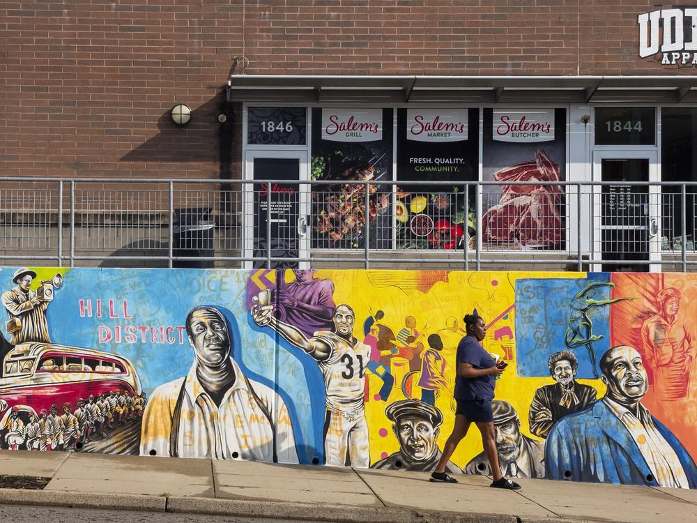 A painted mural in the Hill District neighborhood in Pittsburgh on July 24, 2024.
