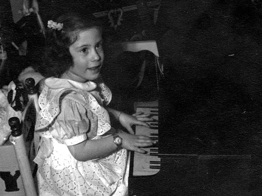 Meredith Monk at age 3, around the time she was enrolled in Dalcroze Eurhythmics training, which teaches children music through body movement. 