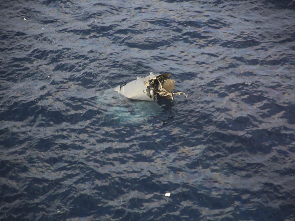 FILE - In this photo provided by Japan Coast Guard, debris believed to be from a U.S. military Osprey aircraft is seen off the coast of Yakushima Island in Kagoshima Prefecture in Japan, Nov. 29, 2023. (Japan Coast Guard via AP, File)