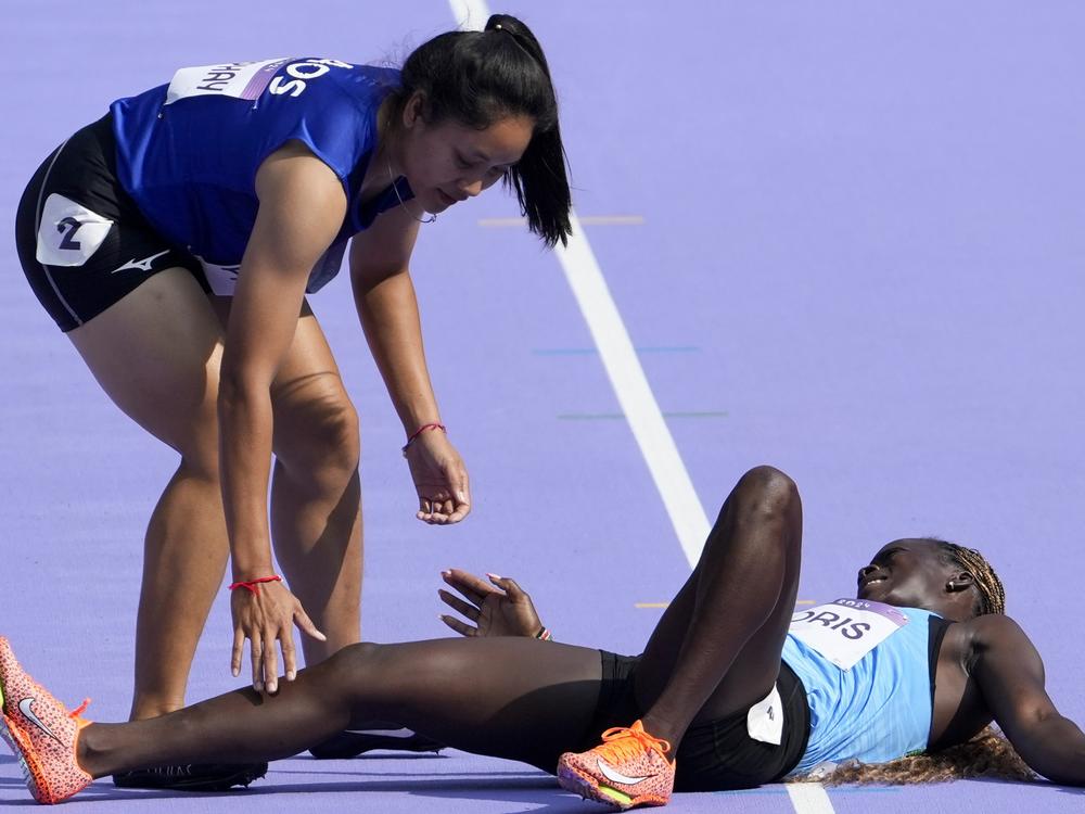 Laotian sprinter Silina Pha Aphay was the first to approach South Sudanese athlete Lucia Moris after Moris fell at the Paris Olympics on Friday. 