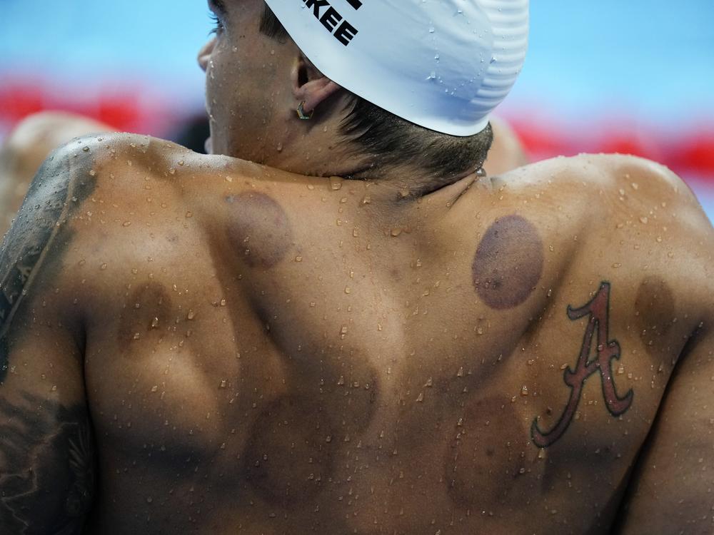 Anton McKee, of Iceland, leaves the pool following his heat in the men's 200-meter breaststroke at the 2024 Summer Olympics on Tuesday.