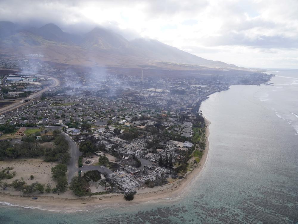 A wasteland of burned out homes and obliterated communities is left on Aug. 10, 2023, in Lahaina, Hawaii, following the wildfire that devastated the area.