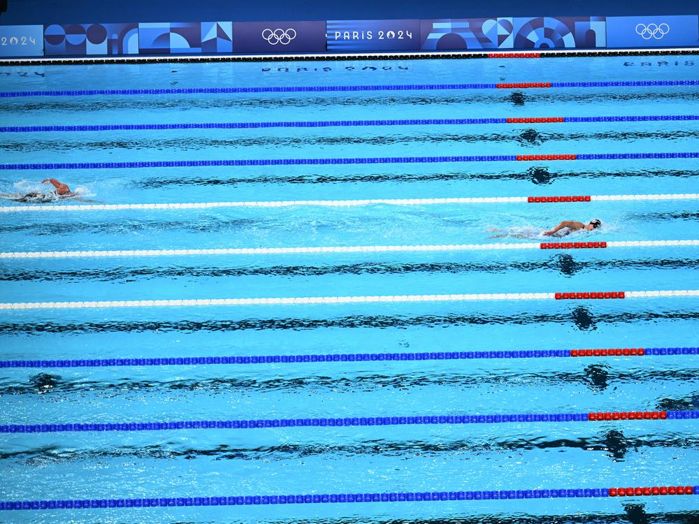 Katie Ledecky, of the United States, competes in the final of the women's 1,500-meter freestyle swimming event on Wednesday.