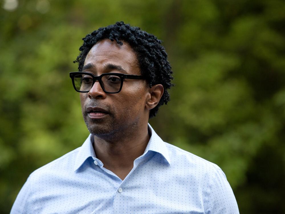 St. Louis County prosecutor Wesley Bell, seen here on Sept. 18, 2023 in Glendale, Mo., says he has concerns about Rep. Cori Bush's record while in Congress and is challenging her in her primary race.
