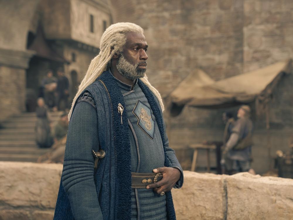 Either Corlys (Steve Toussaint) feels regretful over neglecting his children for decades or the tuna salad's repeating on him.