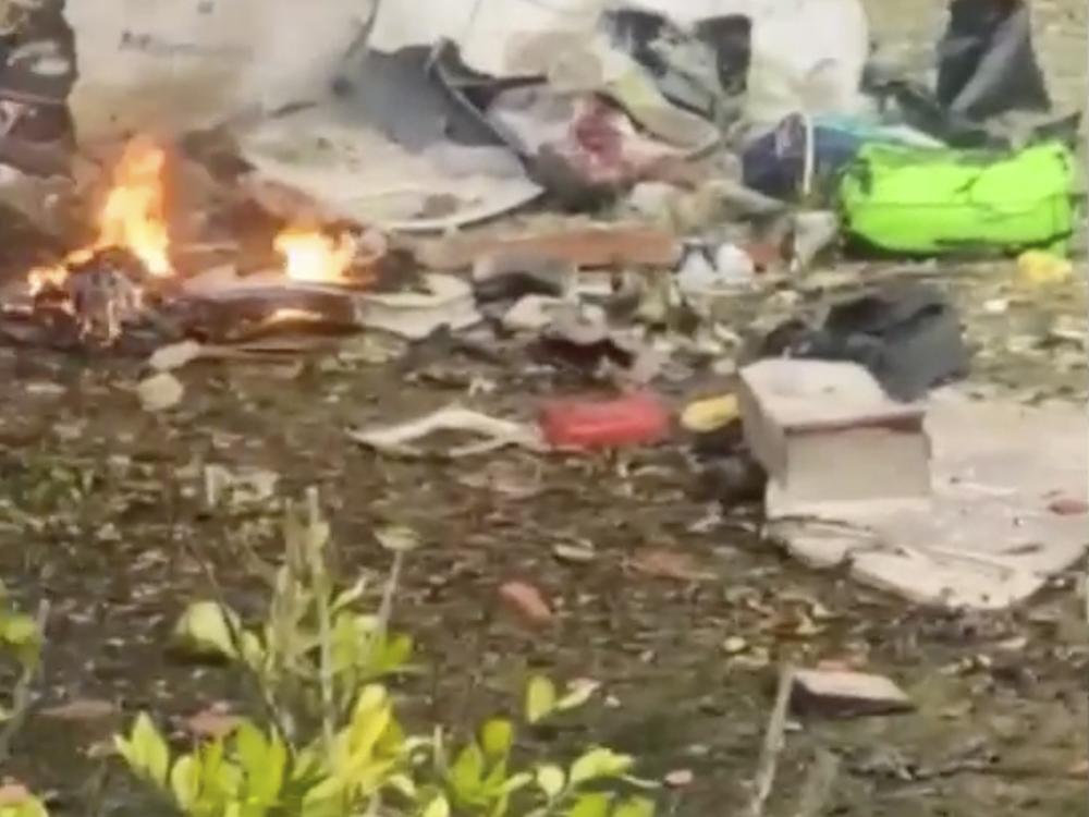 This frame grab from video shows wreckage from a plane that crashed by a home in Vinhedo, Sao Paulo state, Brazil, Friday.