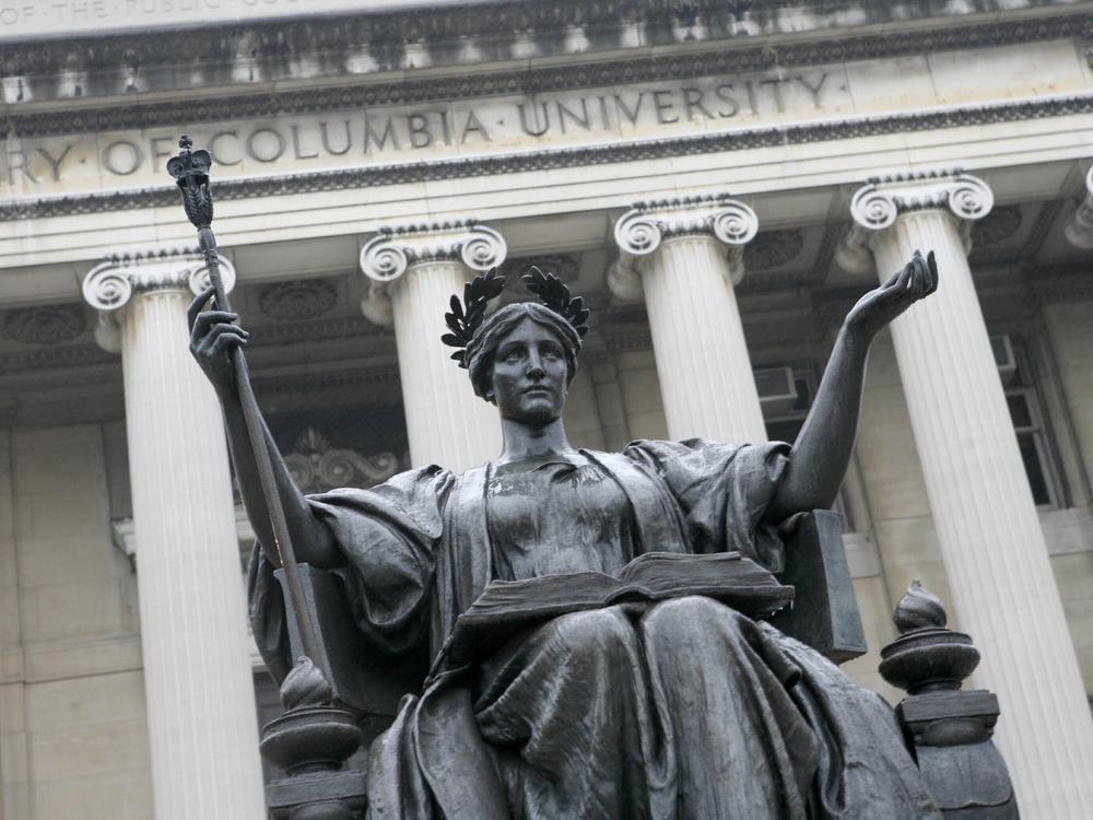  The statue of Alma Mater on the campus of Columbia University in New York.