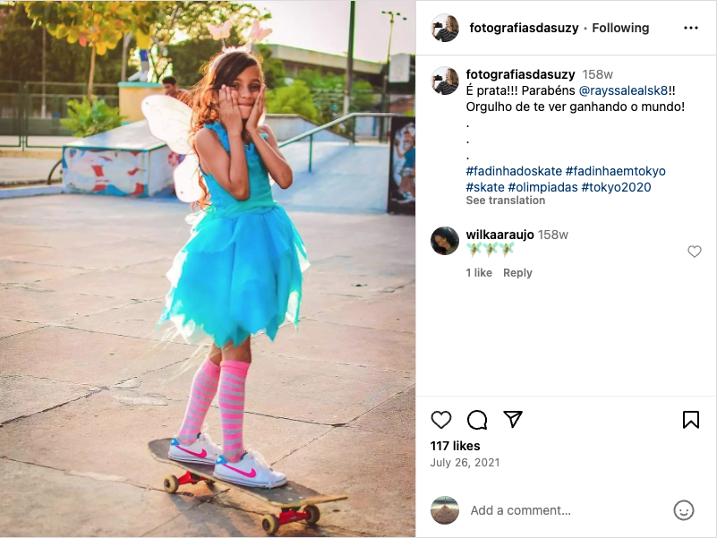 A childhood photo from Olympian Rayssa Leal's Instagram feed.