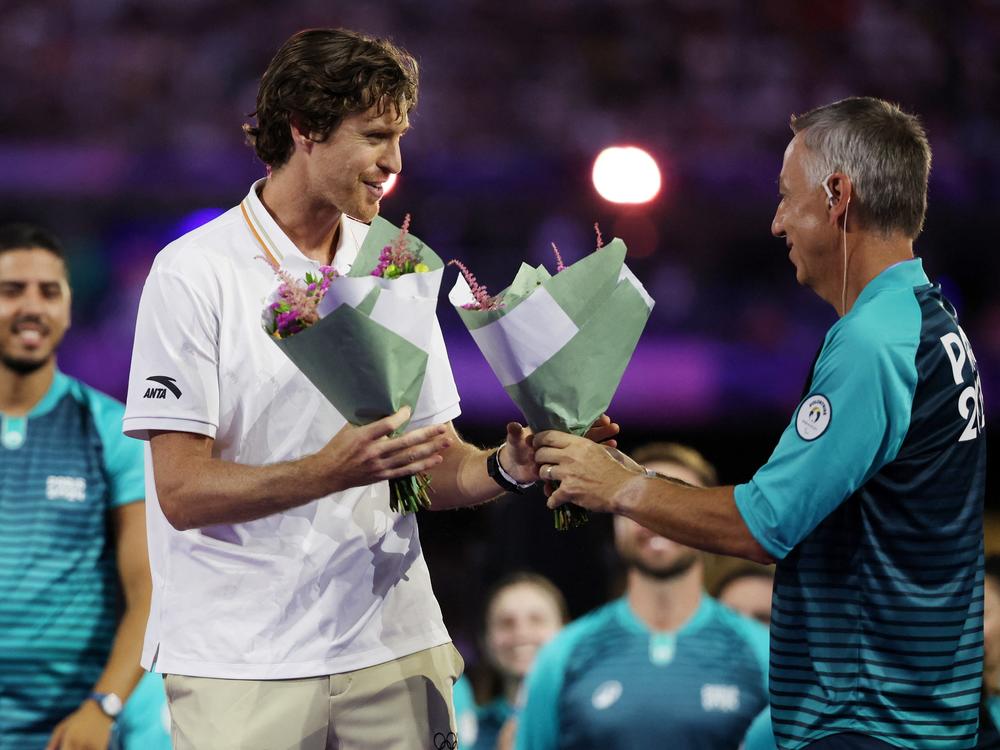 New International Olympic Committee Athletes’ Commission member Marcus Daniell during the closing ceremony on Sunday.