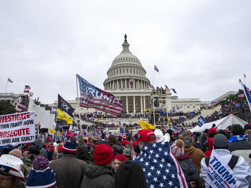 Rioters loyal to President Donald Trump rally at the U.S. Capitol in Washington on Jan. 6, 2021.